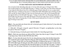 Quyết định 196/2003/QĐ-UB giao định mức khoán biên chế kinh phí quản lý hành chính cho Ủy ban nhân dân huyện Cần Giờ
