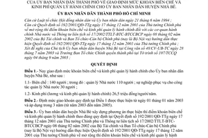 Quyết định 195/2003/QĐ-UB giao định mức khoán biên chế kinh phí quản lý hành chính cho Ủy ban nhân dân huyện Nhà Bè
