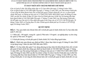 Quyết định 194/2003/QĐ-UB giao định mức khoán biên chế kinh phí quản lý hành chính cho Ủy ban nhân dân quận 9