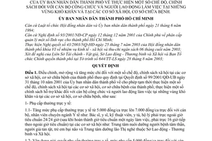 Quyết định 189/2003/QĐ-UB thực hiện chế độ đối với cán bộ công chức người lao động làm việc tại những vùng khó khăn cơ sở xã hội chữa bệnh