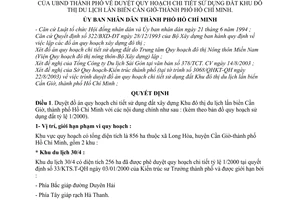 Quyết định 188/2003/QĐ-UB quy hoạch chi tiết sử dụng đất Khu đô thị du lịch lấn biển Cần Giờ-thành phố Hồ Chí Minh