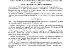 Quyết định 201/2003/QĐ-UB điều chỉnh thẩm quyền địa hạt công chứng