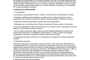 Circular No. 20/2003/TT-BLDTBXH guiding Decree No.39/2003/ND-CP on labor recruitment
