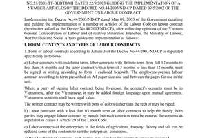 Circular No. 21/2003/TT-BLDTBXH of the Ministry of Labour, war invalids