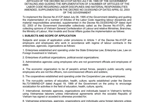 Circular No. 19/2003/TT-BLDTBXH, guiding the implementation a number of articles