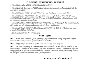 Quyết định 2710/2003/QĐ-UB quy định tạm thời nguyên tắc phát triển khu đô thị mới Thừa Thiên Huế
