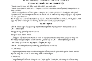 Quyết định 113/2003/QĐ-UB thành lập Cổng giao tiếp điện tử Hà Nội