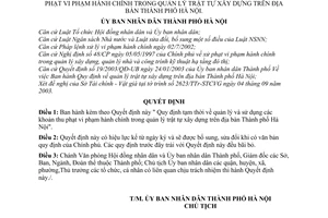 Quyết định 114/2003/QĐ-UB quản lý sử dụng khoản thu phạt vi phạm hành chính trong quản lý trật tự xây dựng trên địa bàn Hà Nội