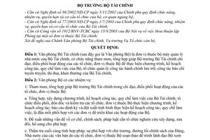 Quyết định 160/2003/QĐ-BTC chức năng, nhiệm vụ, quyền hạn cơ cấu tổ chức Văn phòng Bộ Tài chính