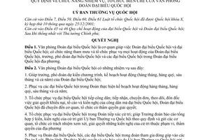 Nghị quyết 416/2003/NQ-UBTVQH11 chức năng, nhiệm vụ, tổ chức biên chế của Văn phòng Đoàn đại biểu Quốc hội