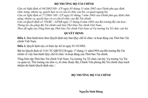 Quyết định 161/2003/QĐ-BTC quy chế tổ chức hoạt động Thời báo Tài chính Việt Nam