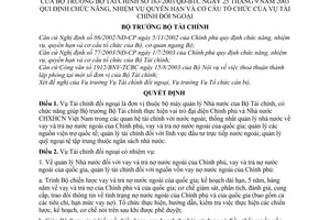 Quyết định 163/2003/QĐ-BTC chức năng, nhiệm vụ, quyền hạn cơ cấu tổ chức Vụ Tài chính đối ngoại
