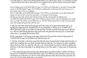 Thông tư liên tịch 60/2003/TTLT-BNV-BTC hướng dẫn sửa đổi chính sách đối tượng tinh giảm biên chế