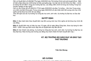 Quyết định 45/2003/QĐ-BGDĐT Đề cương môn Chủ nghĩa xã hội khoa học trình độ cao đẳng