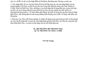 Công văn 4540/TM-CATBD nhập khẩu cừu của Ôxtrâylia