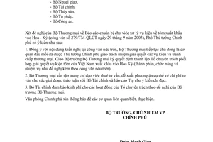 Công văn 4905/VPCP-QHQT vụ kiện tôm xuất khẩu