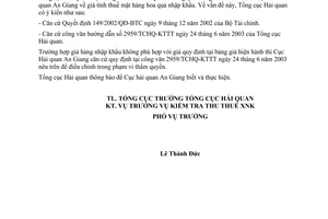 Công văn 4966 TCHQ-KTTT kiến nghị xây dựng giá