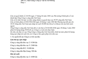 Công văn 1586/XD uỷ quyền tạm nhập tái xuất