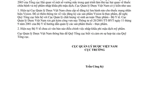 Công văn 6589/QLD-ĐK trích yếu nhập khẩu sản phẩm vision và nhập khẩu mỹ phẩm phi mậu dịch