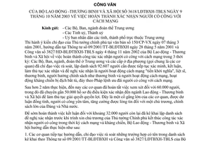 Công văn 3618/LĐTBXH-TBLS hoàn thành xác nhận người có công với cách mạng