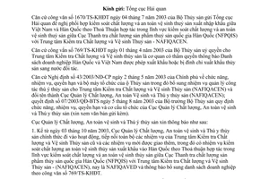 Công văn 52 CLTY-TH thông báo bổ sung danh sách doanh nghiệp Việt Nam được phép xuất khẩu thuỷ sản sang Hàn