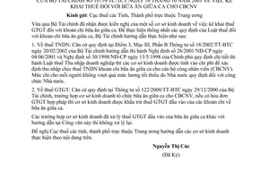 Công văn 10759/TC/TCT kê khai thuế đầu vào bữa ăn giữa ca cho cán bộ công nhân viên