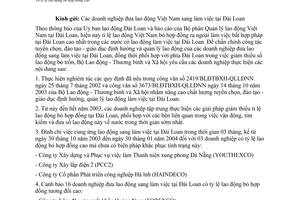 Công văn 3817/LĐTBXH-QLLĐNN chấn chỉnh doanh nghiệp đưa lao động đi làm việc