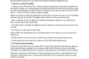 Công văn 10453/GDTrH  cấp bằng bản sao tốt nghiệp