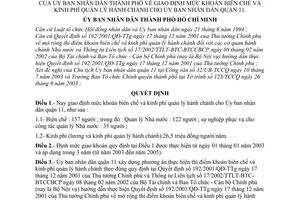 Quyết định 217/2003/QĐ-UB giao định mức khoán biên chế kinh phí quản lý hành chính cho Ủy ban nhân dân quận 11