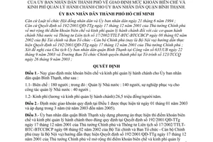 Quyết định 215/2003/QĐ-UB giao định mức khoán biên chế kinh phí quản lý hành chánh cho Ủy ban nhân dân quận Bình Thạnh