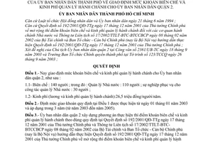 Quyết định 214/2003/QĐ-UB giao định mức khoán biên chế kinh phí quản lý hành chính cho Ủy ban nhân dân quận 2