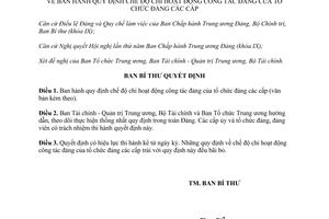 Quyết định 84/QĐ-TW năm 2003 chế độ chi hoạt động công tác đảng của tổ chức đảng các cấp