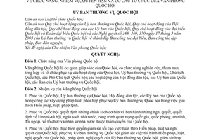 Nghị quyết 417/2003/NQ-UBTVQH11 chức năng, nhiệm vụ, quyền hạn và cơ cấu tổ chức của Văn phòng Quốc hội