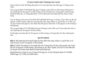 Quyết định 177/2003/QĐ-UB tổ chức bộ máy của Sở Tài nguyên và Môi trường