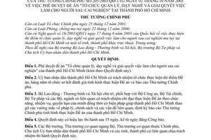 Quyết định 205/2003/QĐ-TTg đề án "Tổ chức quản lý, dạy nghề giải quyết việc làm cho người sau cai nghiện" tại thành phố Hồ Chí Minh