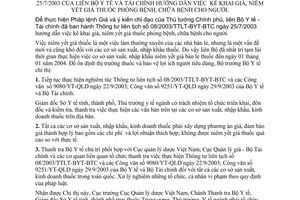 Chỉ thị 03/2003/CT-BYT thực hiện Thông tư liên tịch 08/2003/TTLT-BYT-BTC kê khai giá, niêm yết giá thuốc phòng bệnh, chữa bệnh cho người