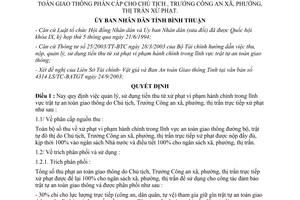 Quyết định 64/2003/QĐ-UBBT sử dụng tiền thu từ xử phạt giao thông Bình Thuận