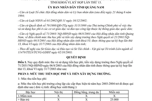 Quyết định 108/2003/QĐ-UB học phí xây dựng trường Quảng Nam