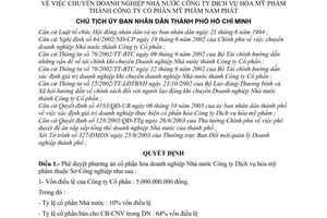 Quyết định 4204/2003/QĐ-UB chuyển Doanh nghiệp Nhà nước Công ty Dịch vụ hóa mỹ phẩm thành Công ty Cổ phần Mỹ phẩm Nam Phát