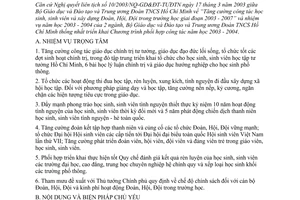 Chương trình 9783/BGD&TƯĐTN  phối hợp công tác 2003-2004 Bộ Giáo Dục TW Đoàn