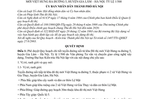 Quyết định 122/2003/QĐ-UB duyệt Quy hoạch chi tiết tuyến đường nối từ khu Đô thị mới Việt Hưng ra đường 5, huyện Gia Lâm – Hà Nội, tỷ lệ 1/500