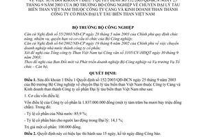 Quyết định 160/2003/QĐ-BCN chuyển đại lý tàu biển Than Việt Nam thuộc Công ty Cảng và Kinh doanh than thành Công ty cổ phần sửa đổi QĐ152/2003/QĐ-BCN