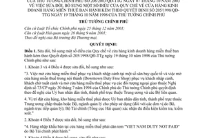 Quyết định 206/2003/QĐ-TTg Quy chế về cửa hàng kinh doanh hàng miễn thuế sửa đổi QĐ 205/1998/QĐ-TTg