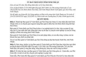 Quyết định 113/2003/QĐ-UB thành lập Ban quản lý Vườn Quốc gia Núi Chúa