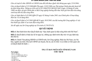 Quyết định 1159/2003/QĐ-UB quản lý điện nông thôn Hà Nam