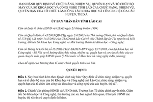 Quyết định 489/2003/QĐ-UB nhiệm vụ quyền hạn tổ chức bộ máy Sở Khoa học Công nghệ Lào Cai