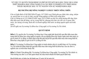 Quyết định 4472/QĐ-BNN-KHCN  ủy quyền thẩm định phê duyệt kết quả đấu thầu mua sắm thiết bị khoa học công nghệ