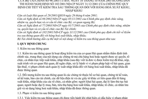 Thông tư 96/2003/TT-BTC kiểm tra sau thông quan đối với hàng hoá xuất khẩu, nhập khẩu hướng dẫn thi hành Nghị định 102/2001/NĐ-CP