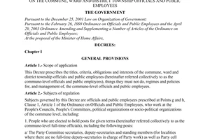 Decree No. 114/2003/ND-CP of October 10, 2003, on the commune, ward and district township officials and public employees