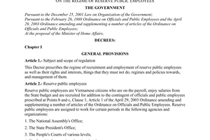 Decree No. 115/2003/ND-CP of October 10, 2003, on the regime of reserve public employees